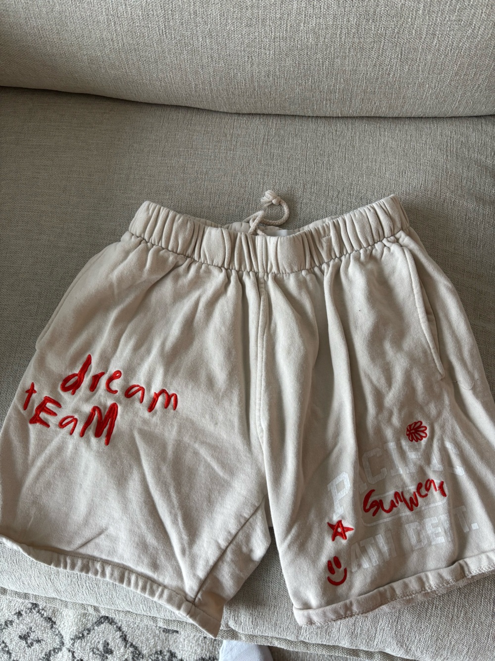 PacSun High Waist Embroidered Shorts in White